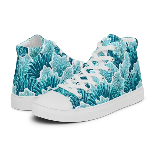 Azure Coral on a Men's High Top Canvas Shoes