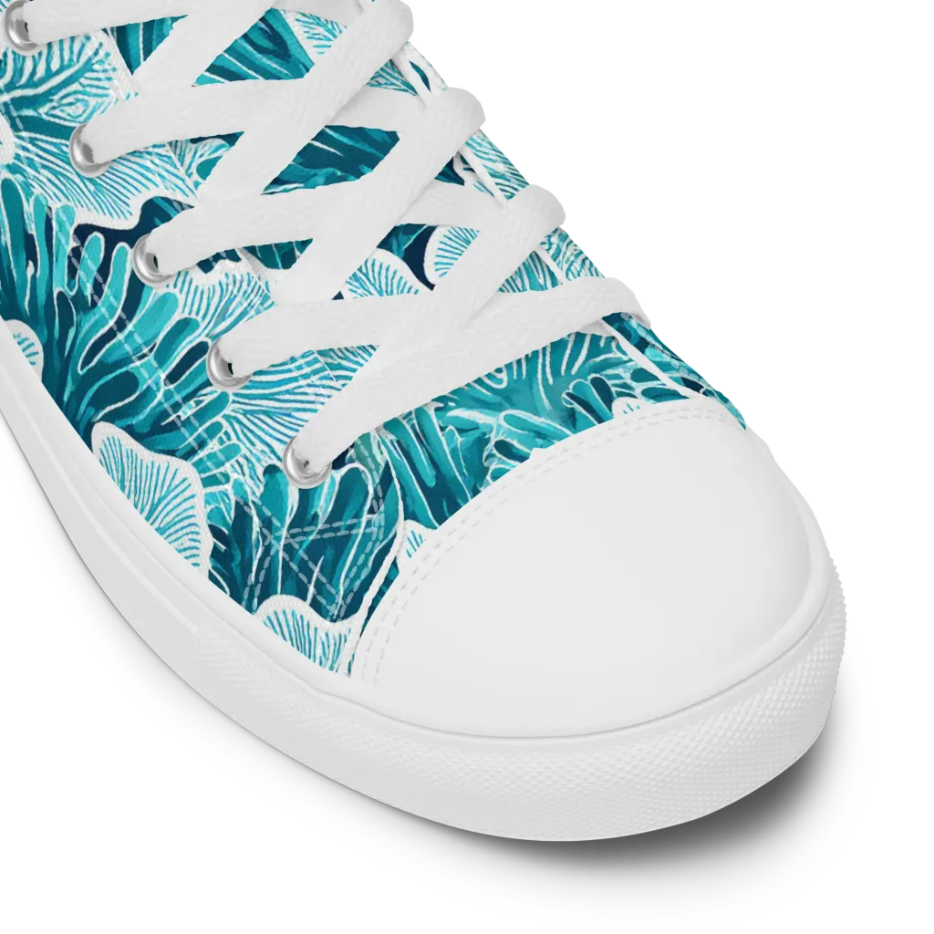 Azure Coral on Men's High Top Canvas Shoes — Product details