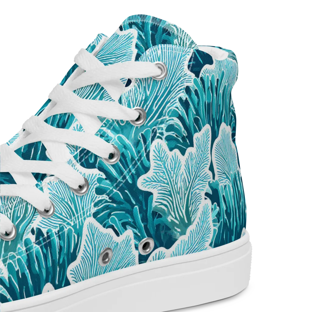 Azure Coral on Men's High Top Canvas Shoes — Product details 2
