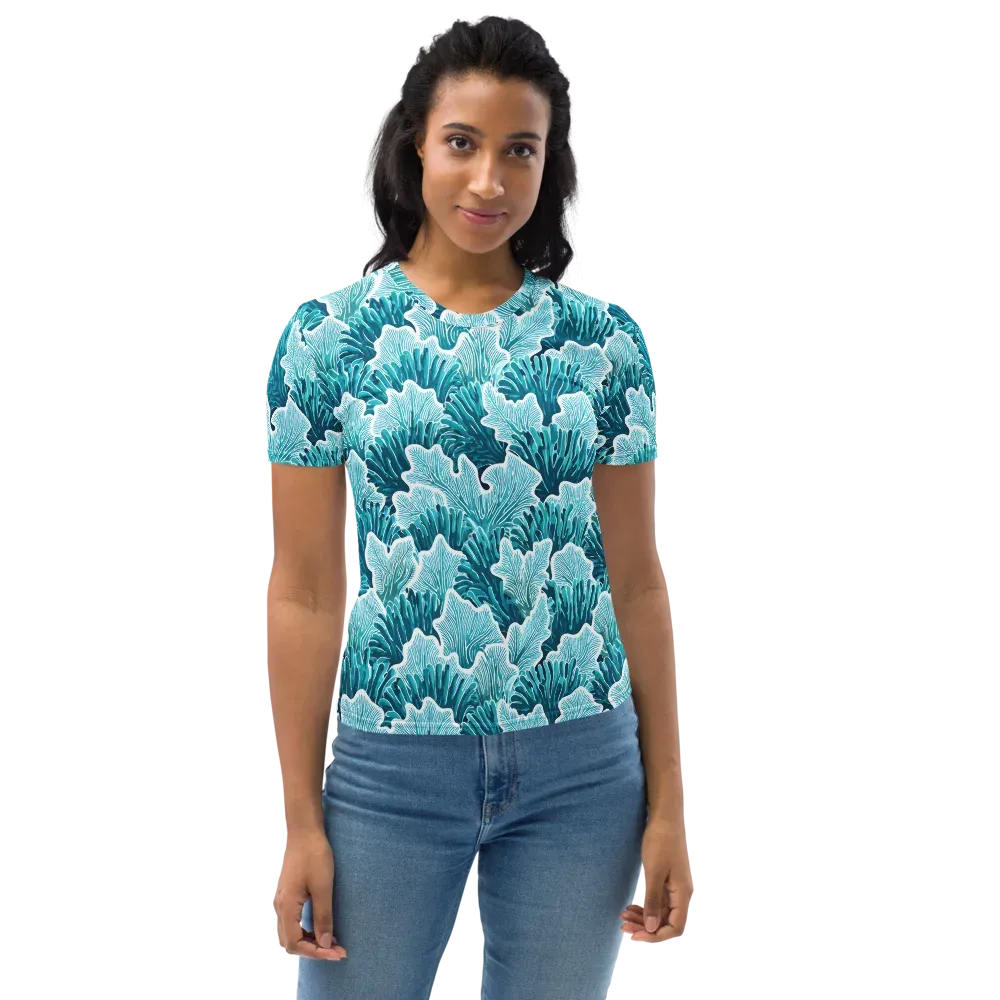 Azure Coral on Women's Crew Neck T-Shirt — Front