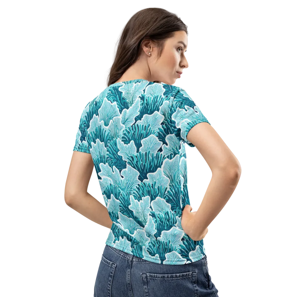 Azure Coral on Women's Crew Neck T-Shirt — Back
