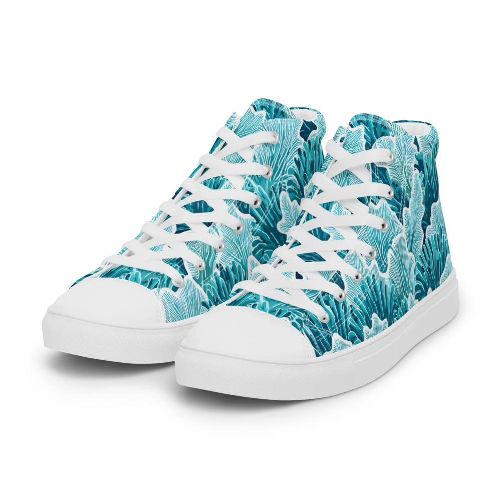 Azure Coral on Women's High Top Canvas Shoes — Left Front