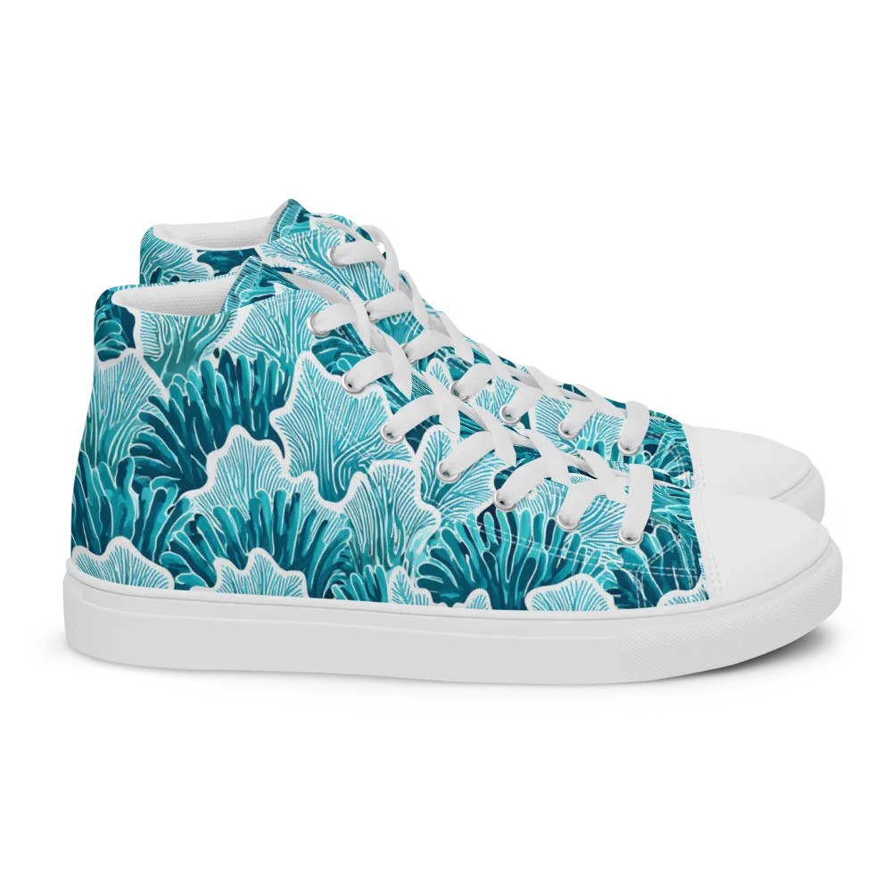 Azure Coral on Women's High Top Canvas Shoes — Right