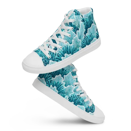 Azure Coral on a Women's High Top Canvas Shoes