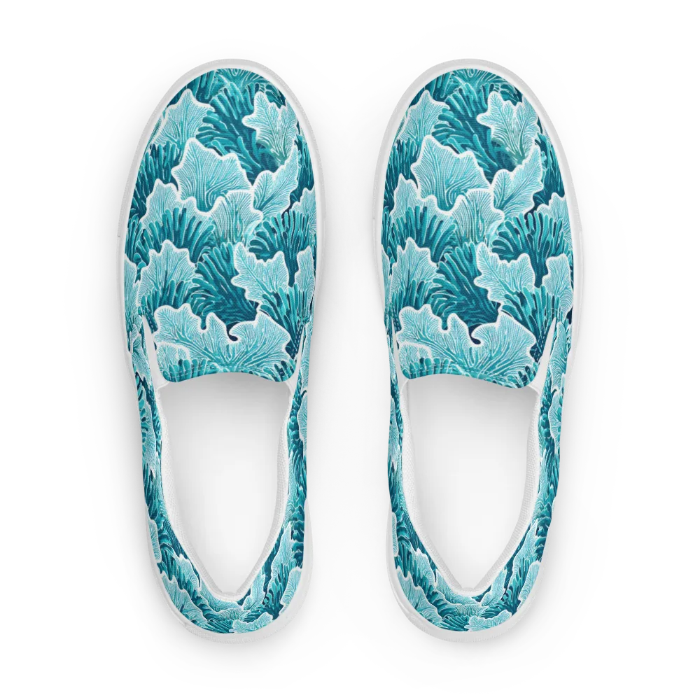 Azure Coral on Men's Slip-On Canvas Shoes — Front