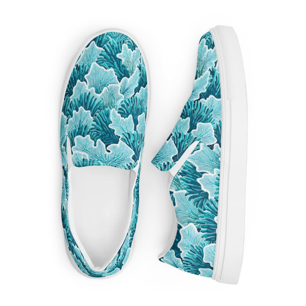 Azure Coral on Men's Slip-On Canvas Shoes — Front