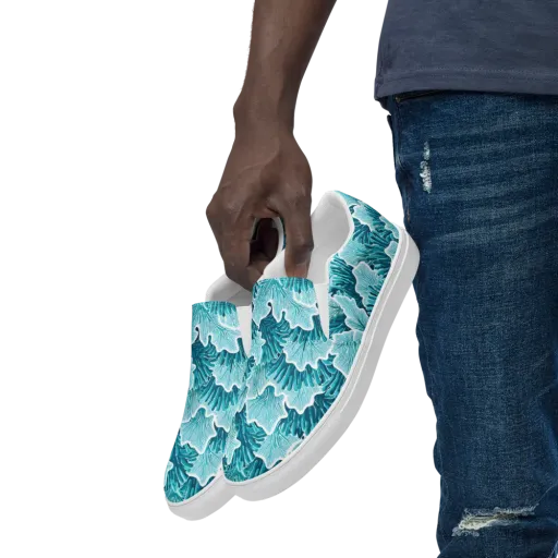 Azure Coral on a Men's Slip-On Canvas Shoes