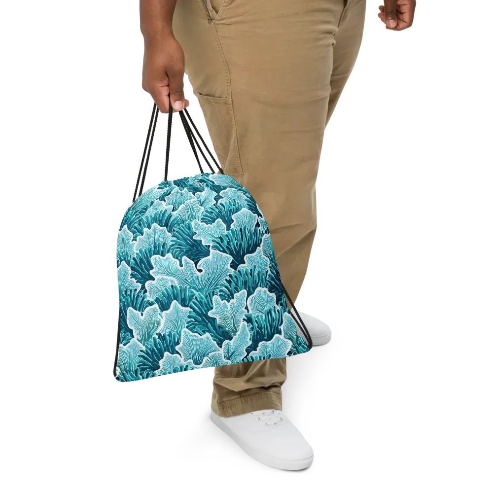 Azure Coral on Drawstring Bag — Front