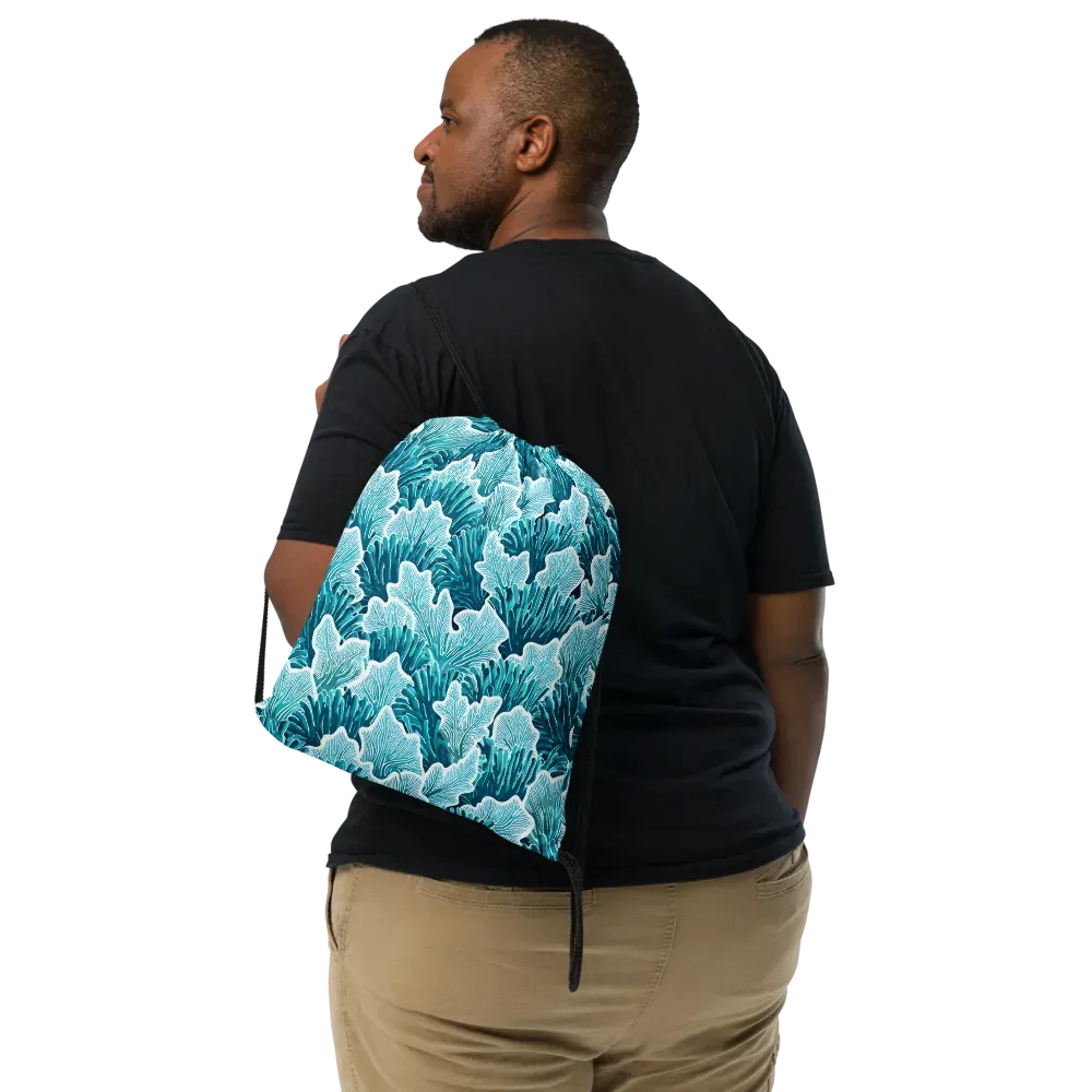Azure Coral on Drawstring Bag — Front