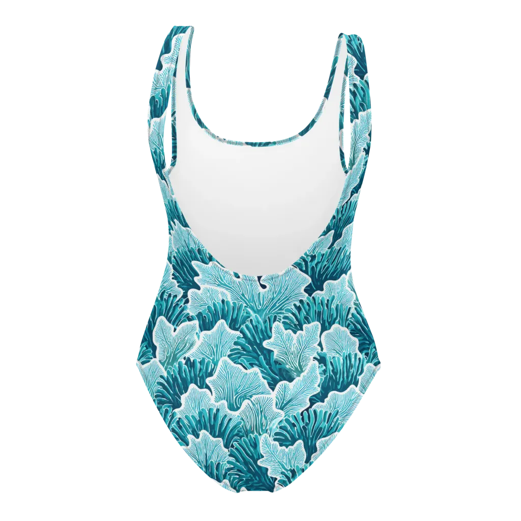 Azure Coral on One-Piece Swimsuit — Back