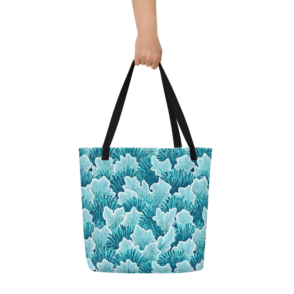 Azure Coral on Large Tote Bag W/ Pocket — Front