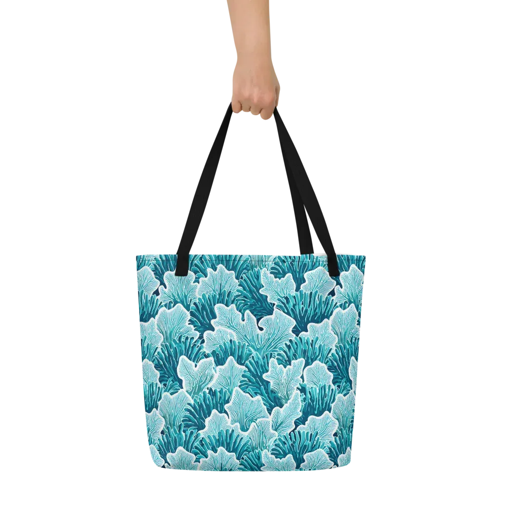 Azure Coral on Large Tote Bag W/ Pocket — Front