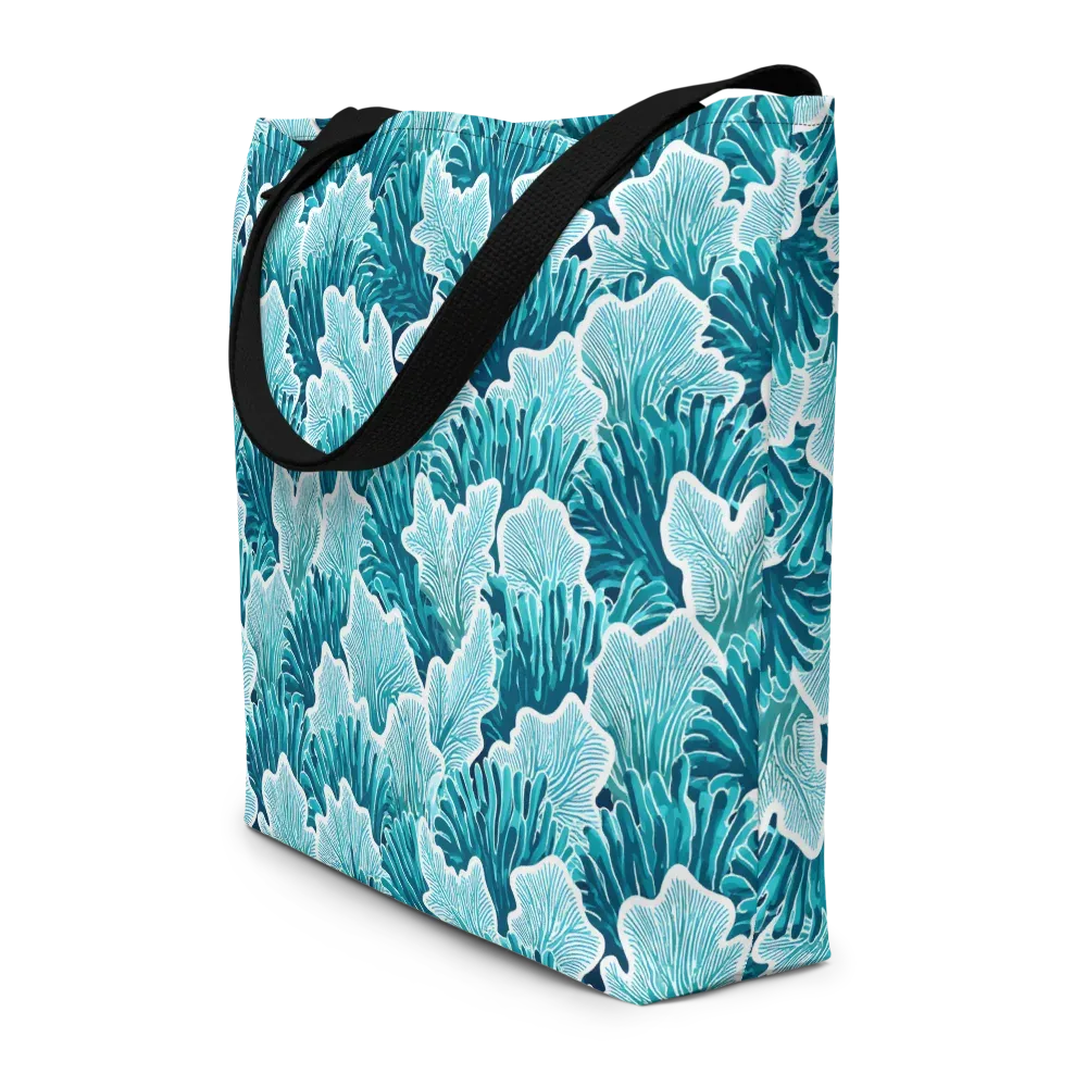 Azure Coral on Large Tote Bag W/ Pocket — Front