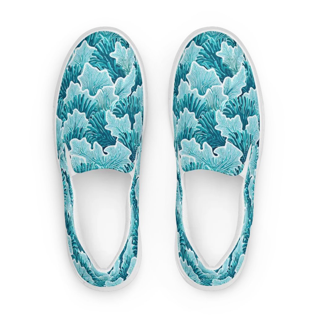 Azure Coral on Women's Slip-On Canvas Shoes — Front