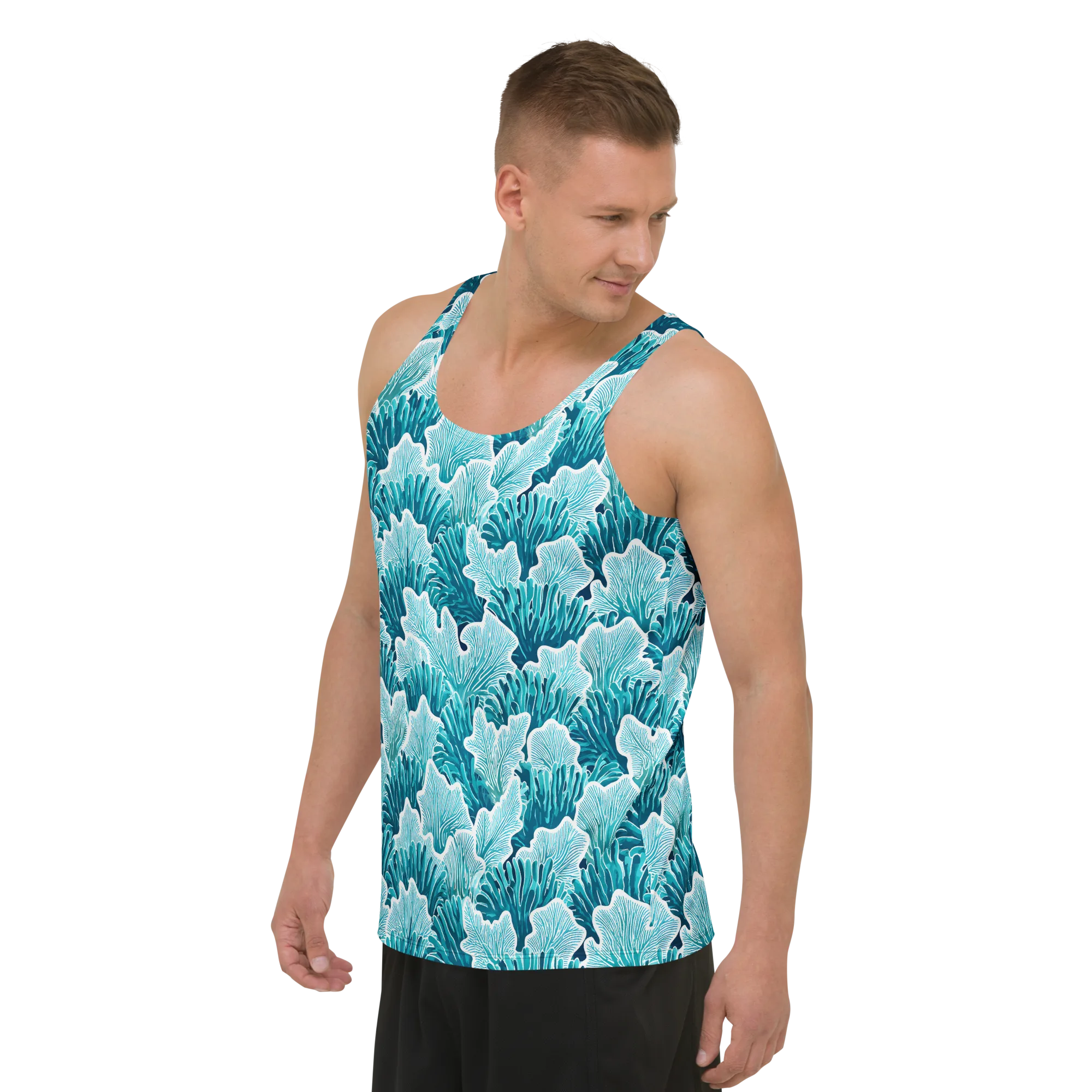 Azure Coral on Men's Tank Top — Left Front