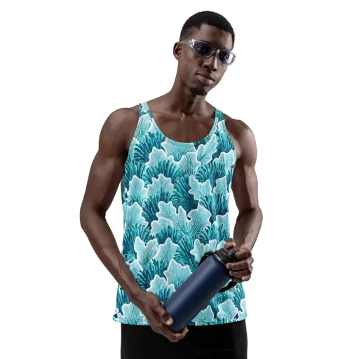 Azure Coral on a Men's Tank Top