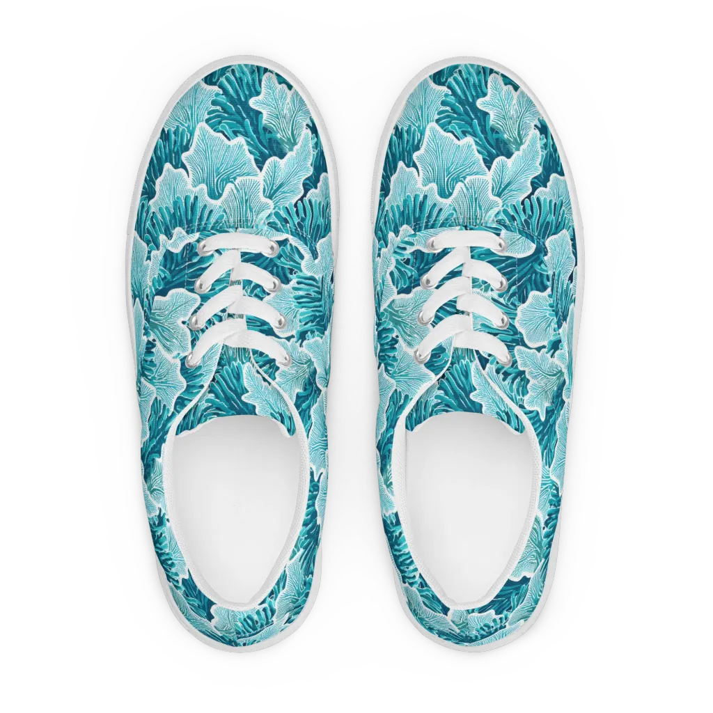 Azure Coral on Men's Lace-Up Canvas Shoes — Front