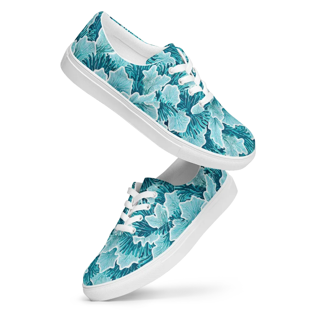 Azure Coral on Men's Lace-Up Canvas Shoes — Front
