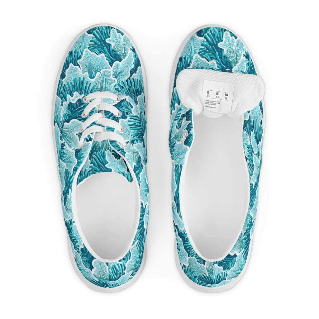 Azure Coral on Men's Lace-Up Canvas Shoes — Front