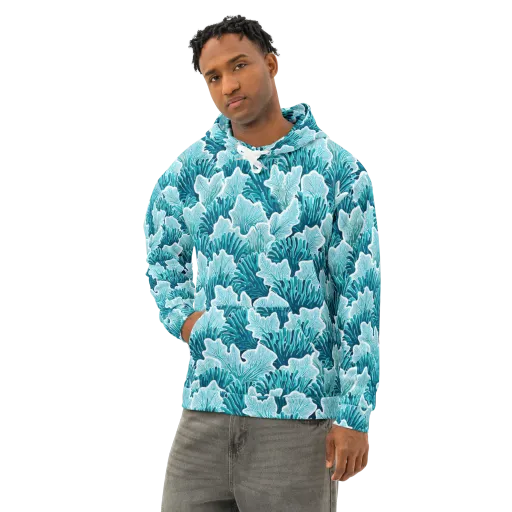 Azure Coral on a Cotton Hoodie