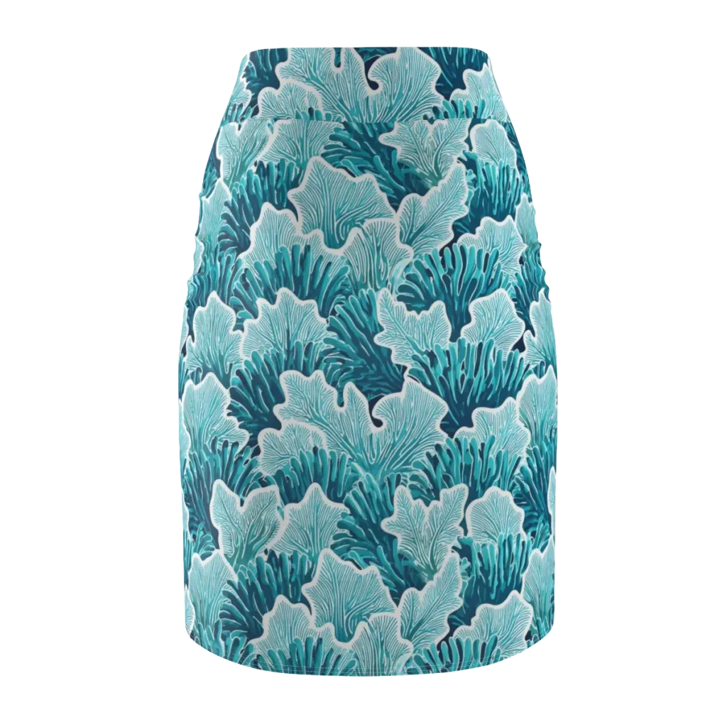Azure Coral on Pencil Skirt — Back