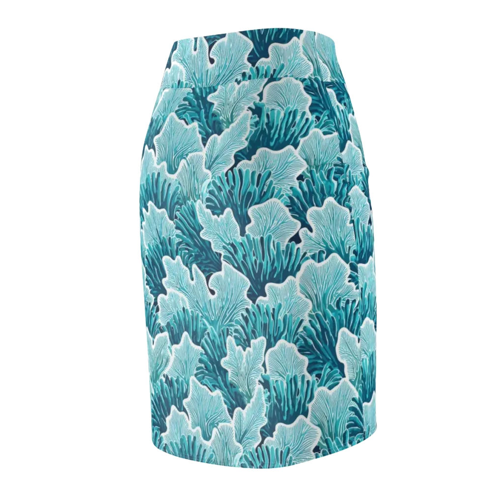 Azure Coral on Pencil Skirt — Back Side