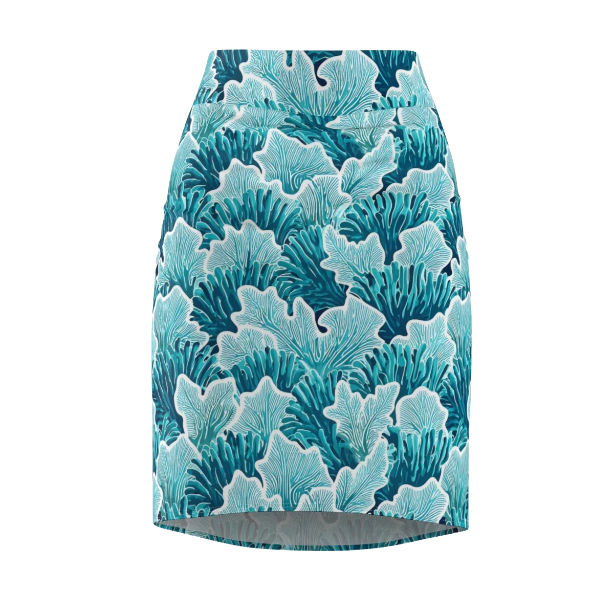 Azure Coral on Pencil Skirt — Front