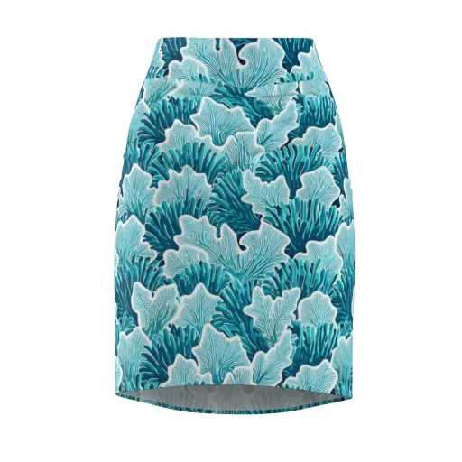 Azure Coral on a Pencil Skirt