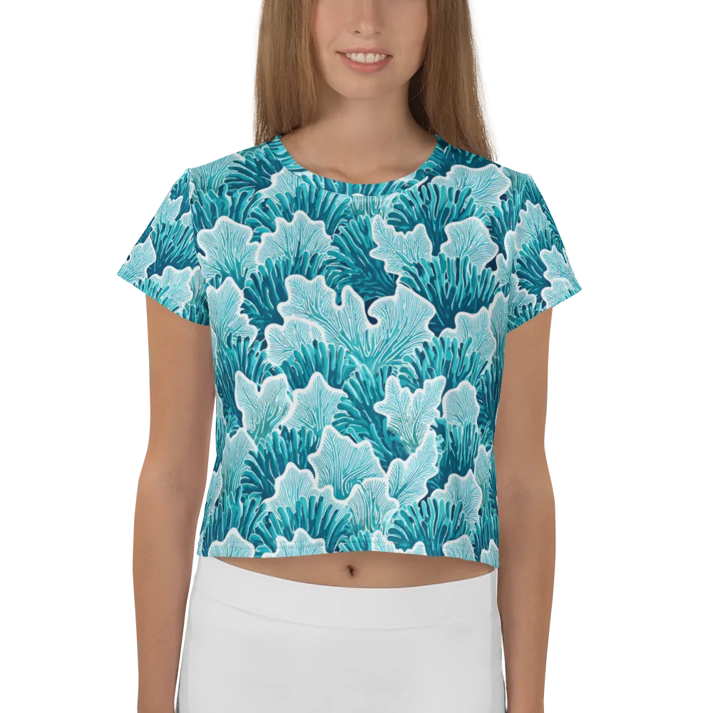 Azure Coral on Crop Tee — Front