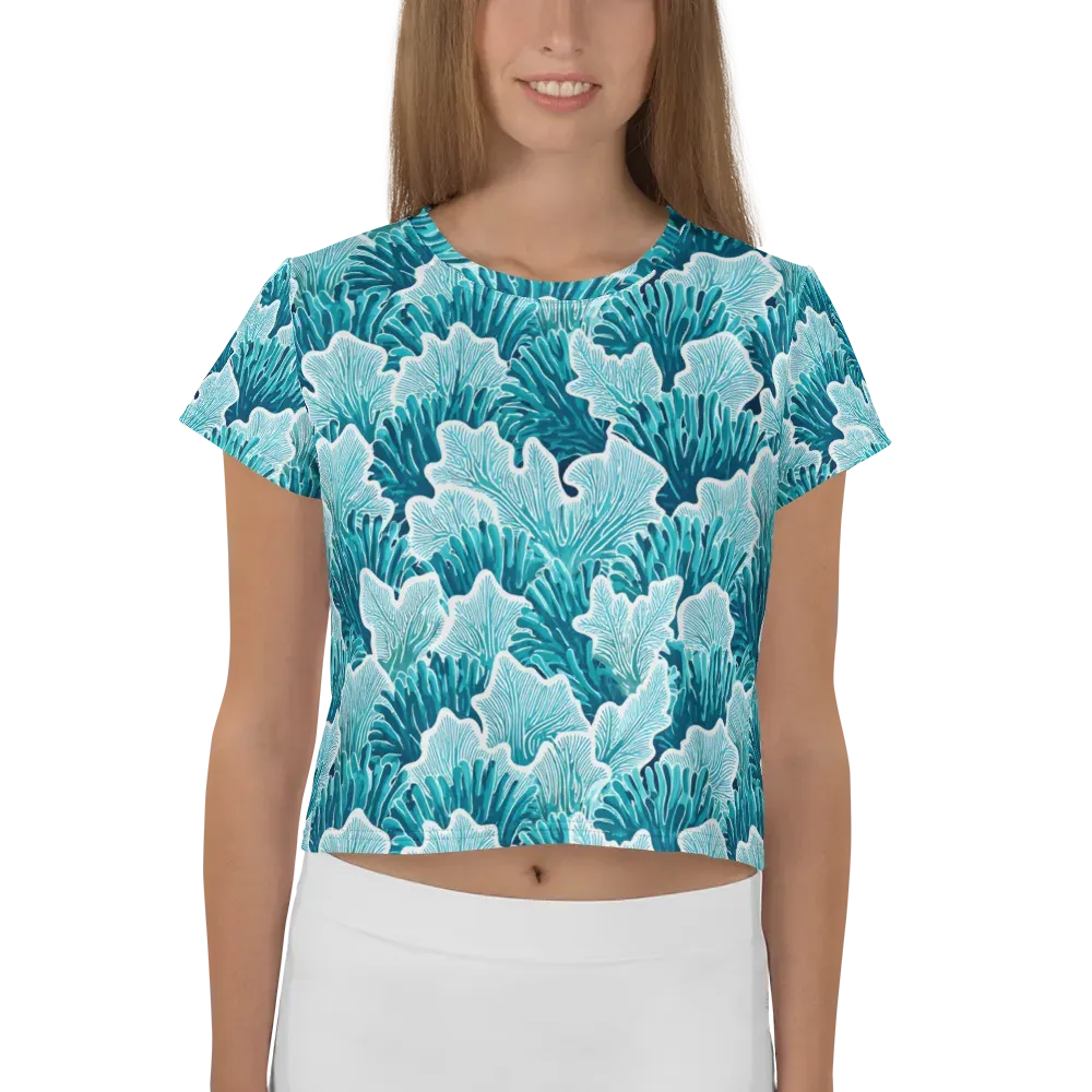 Azure Coral on Crop Tee — Front