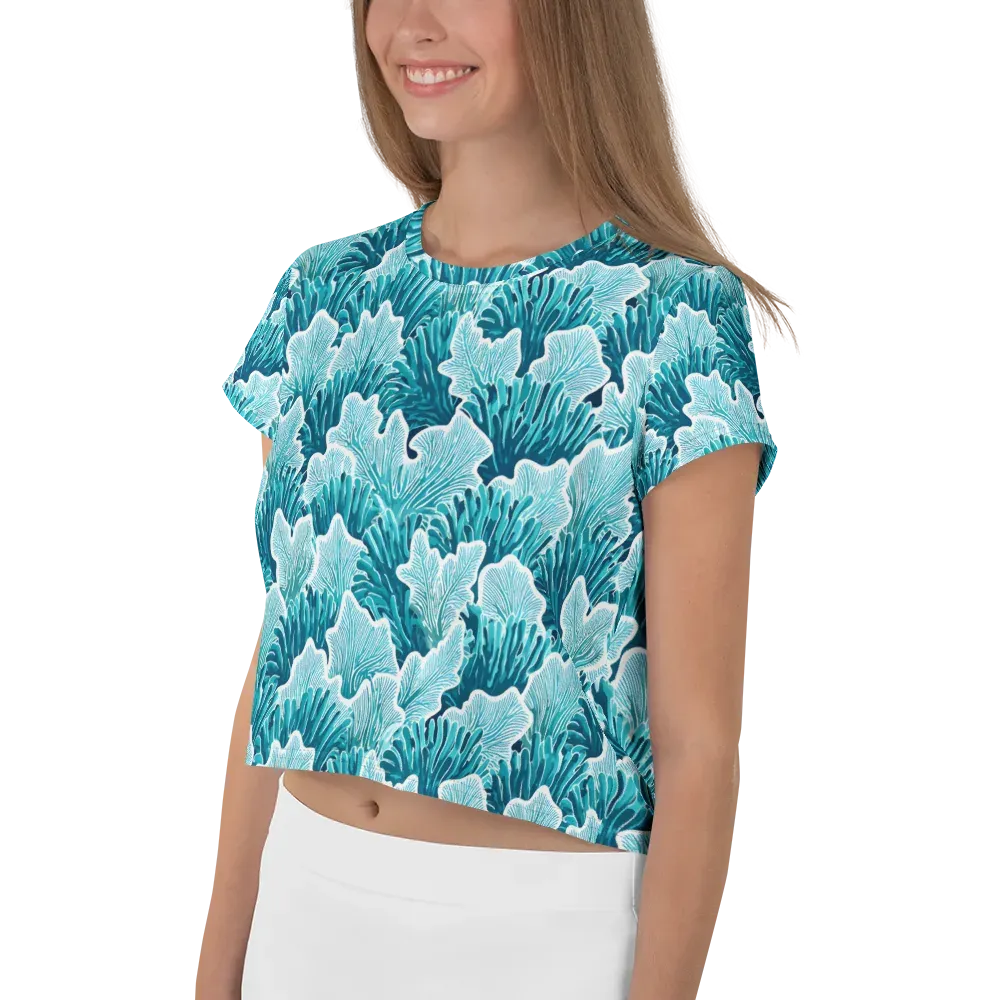 Azure Coral on Crop Tee — Left