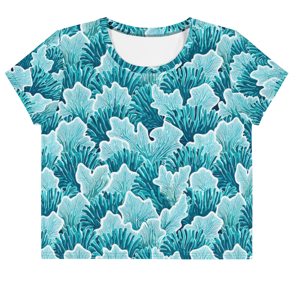 Azure Coral on Crop Tee — Front
