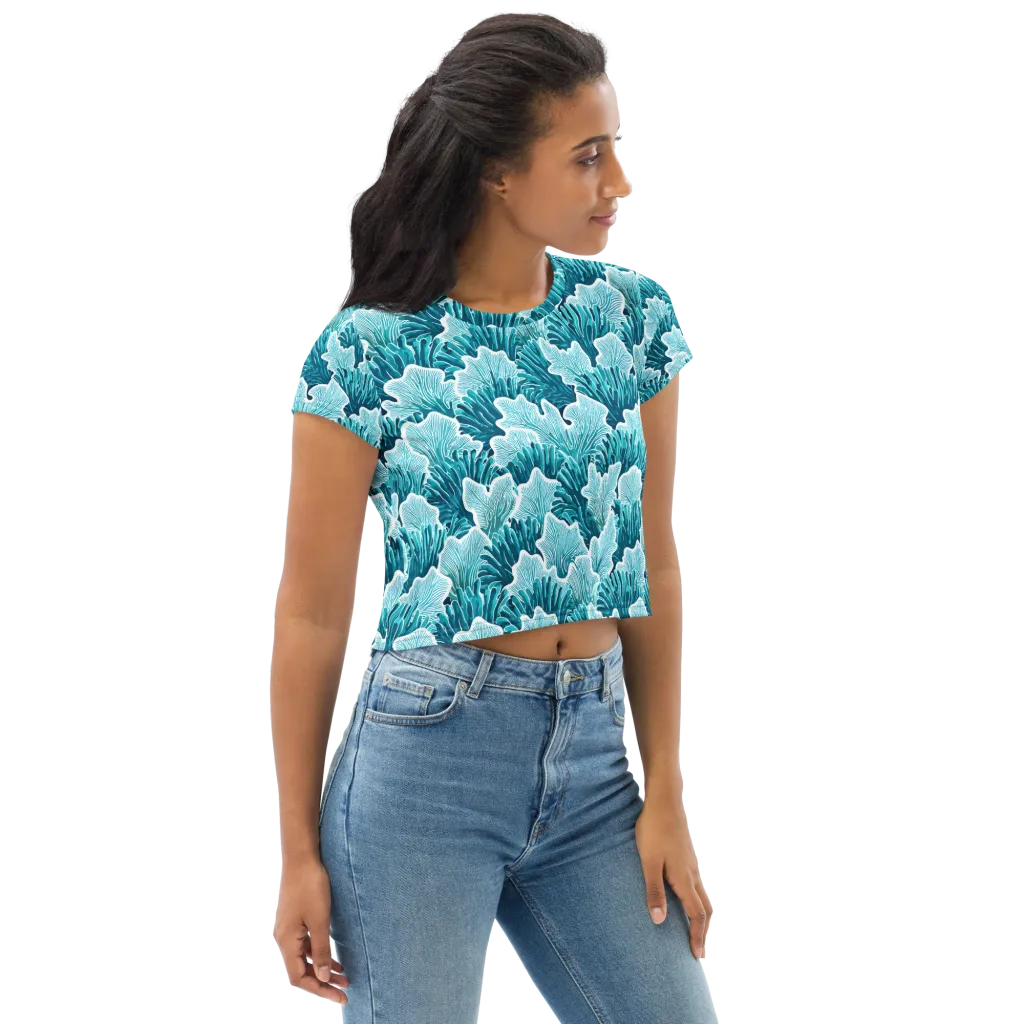 Azure Coral on Crop Tee — Right Front