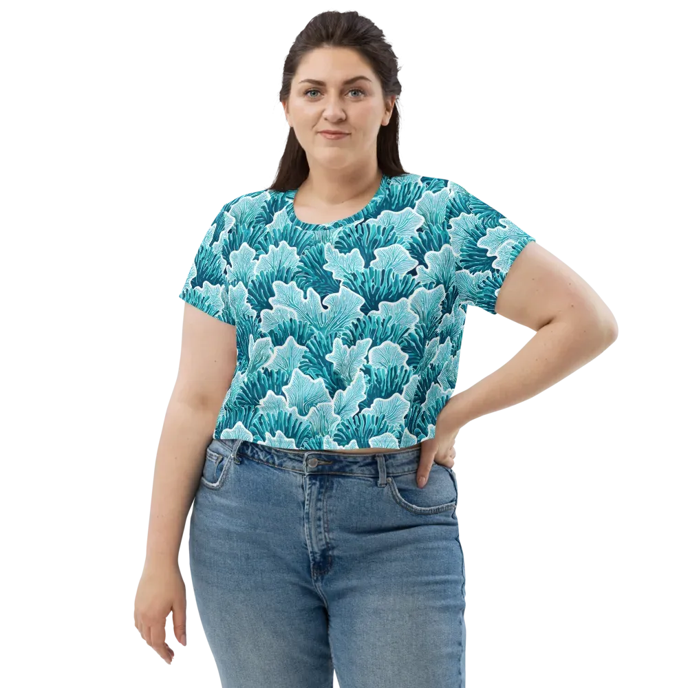 Azure Coral on Crop Tee — Front