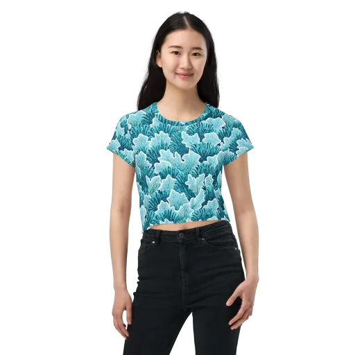 Azure Coral on a Crop Tee