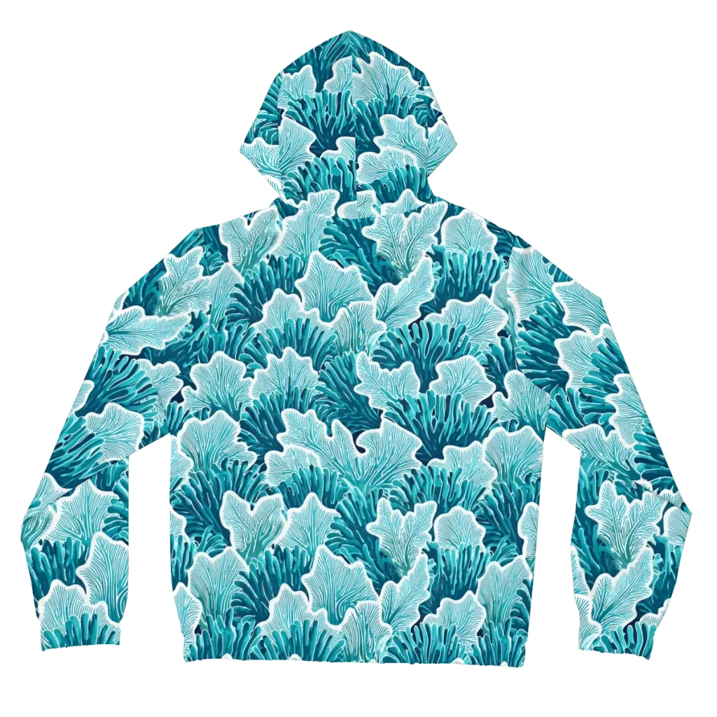 Azure Coral on Women's Full-Zip Hoodie — Back
