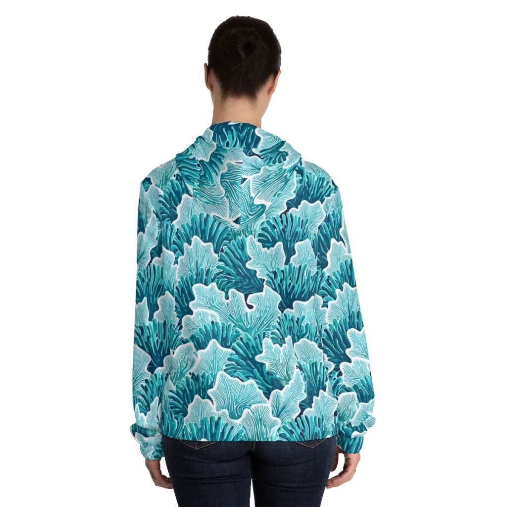 Azure Coral on Women's Full-Zip Hoodie — Back On Person
