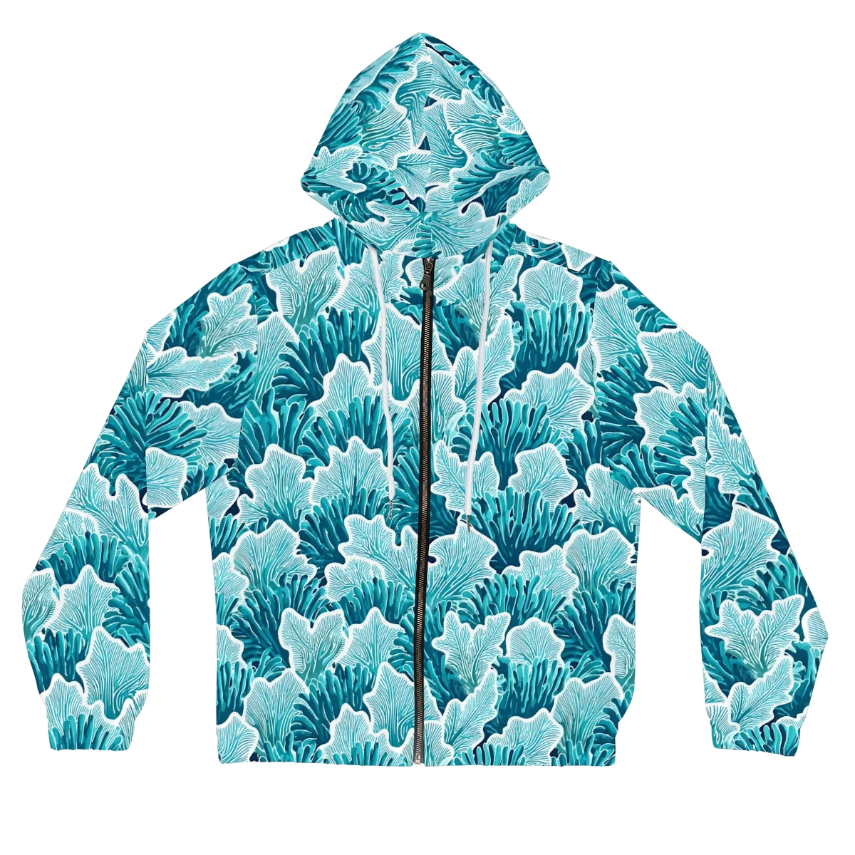 Azure Coral on Women's Full-Zip Hoodie — Front