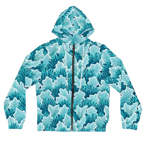 Azure Coral on a Women's Full-Zip Hoodie