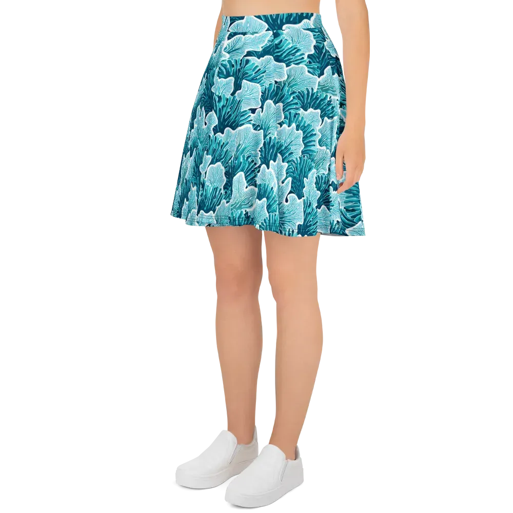 Azure Coral on Skater Skirt — Left