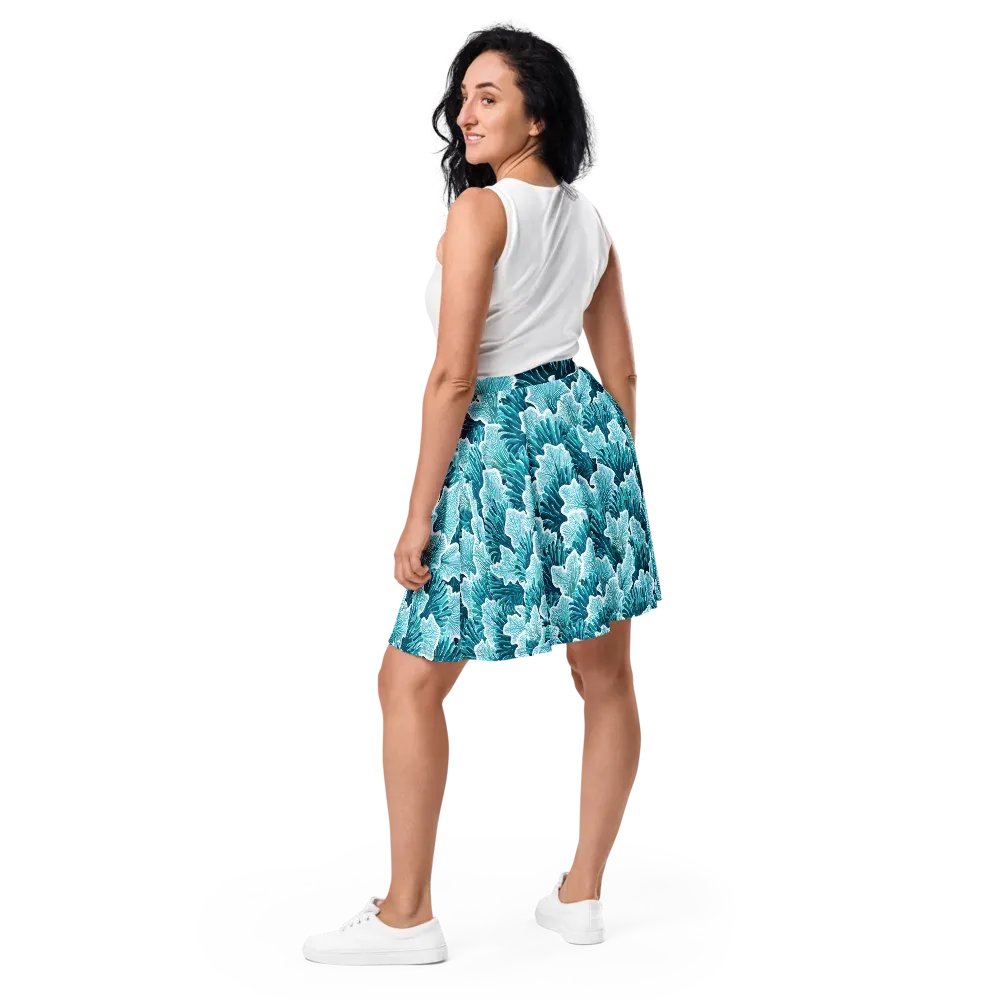 Azure Coral on Skater Skirt — Back