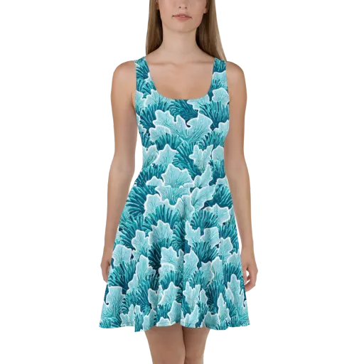Azure Coral on a Skater Dress