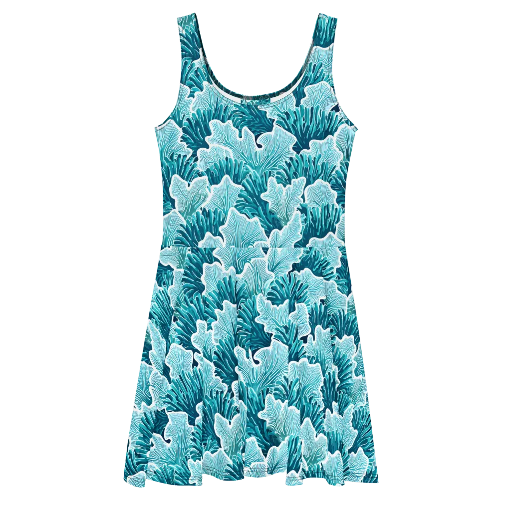 Azure Coral on Skater Dress — Front