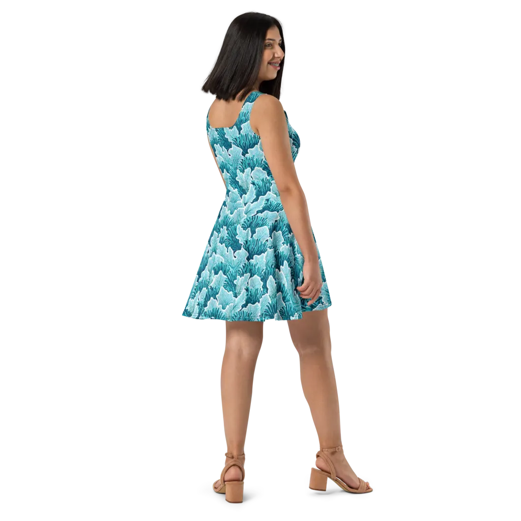 Azure Coral on Skater Dress — Right