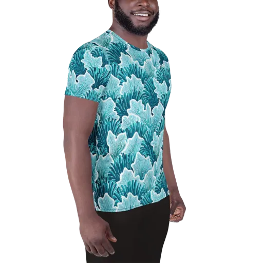 Azure Coral on a Men's Athletic T-Shirt