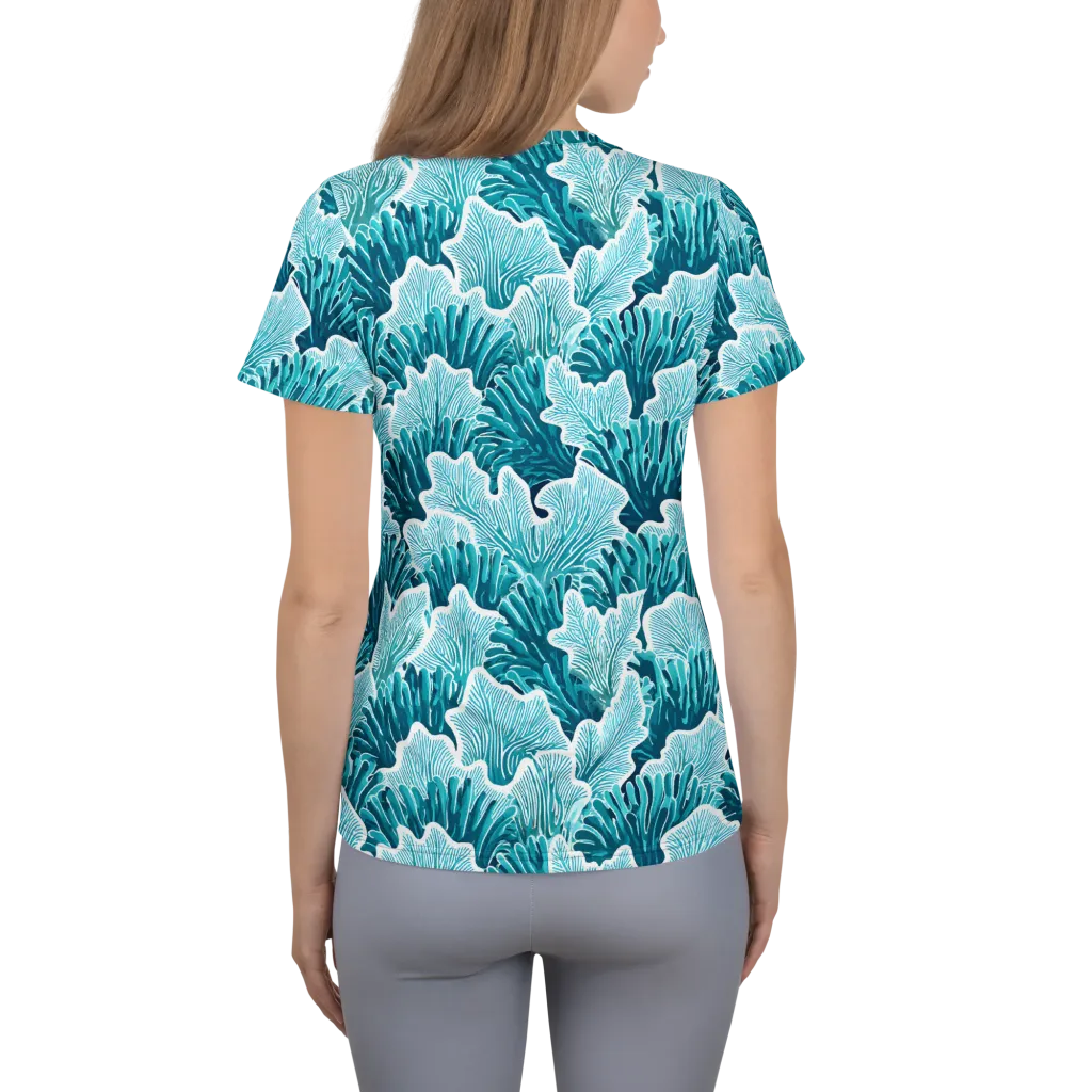Azure Coral on Women's Athletic T-Shirt — Back