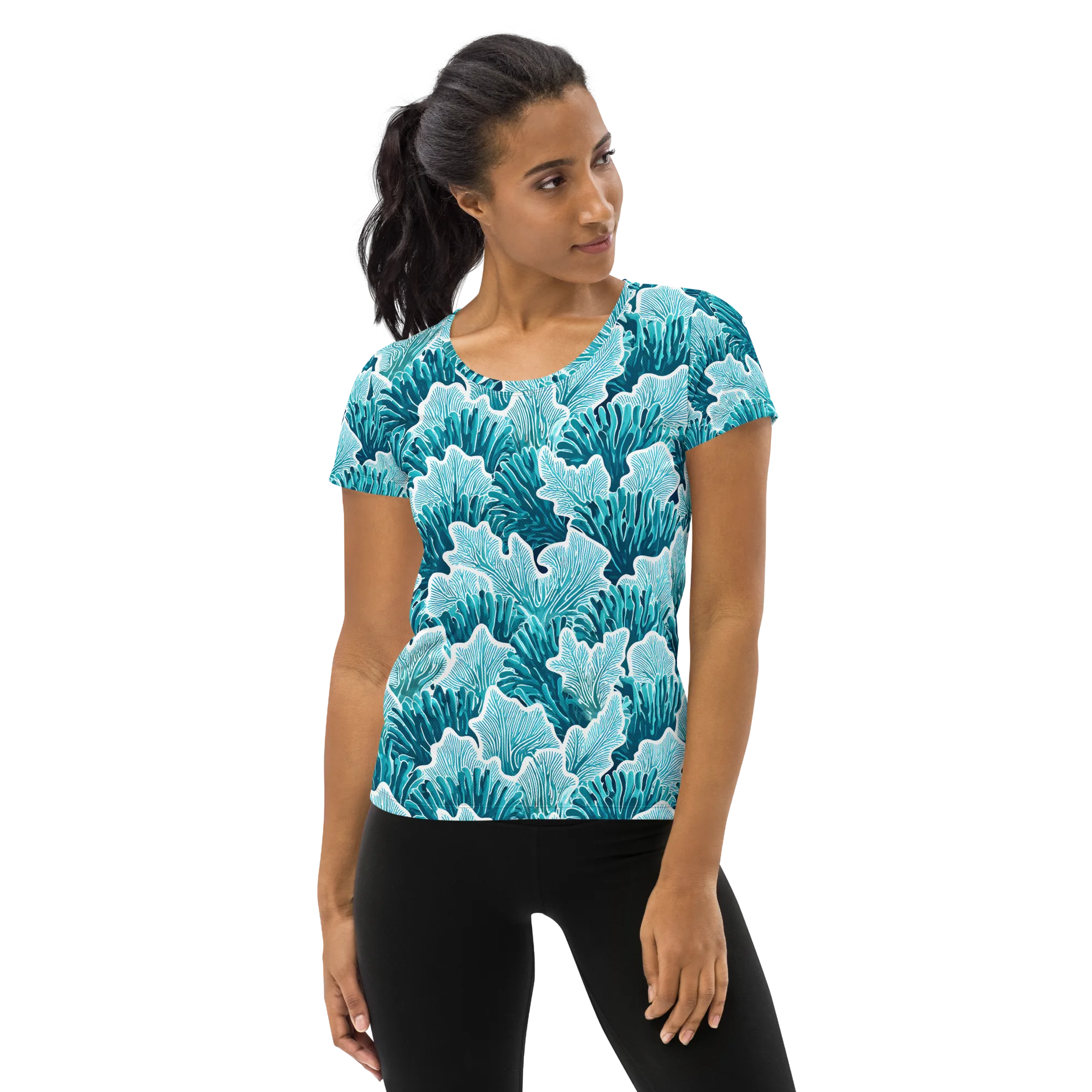 Azure Coral on Women's Athletic T-Shirt — Front
