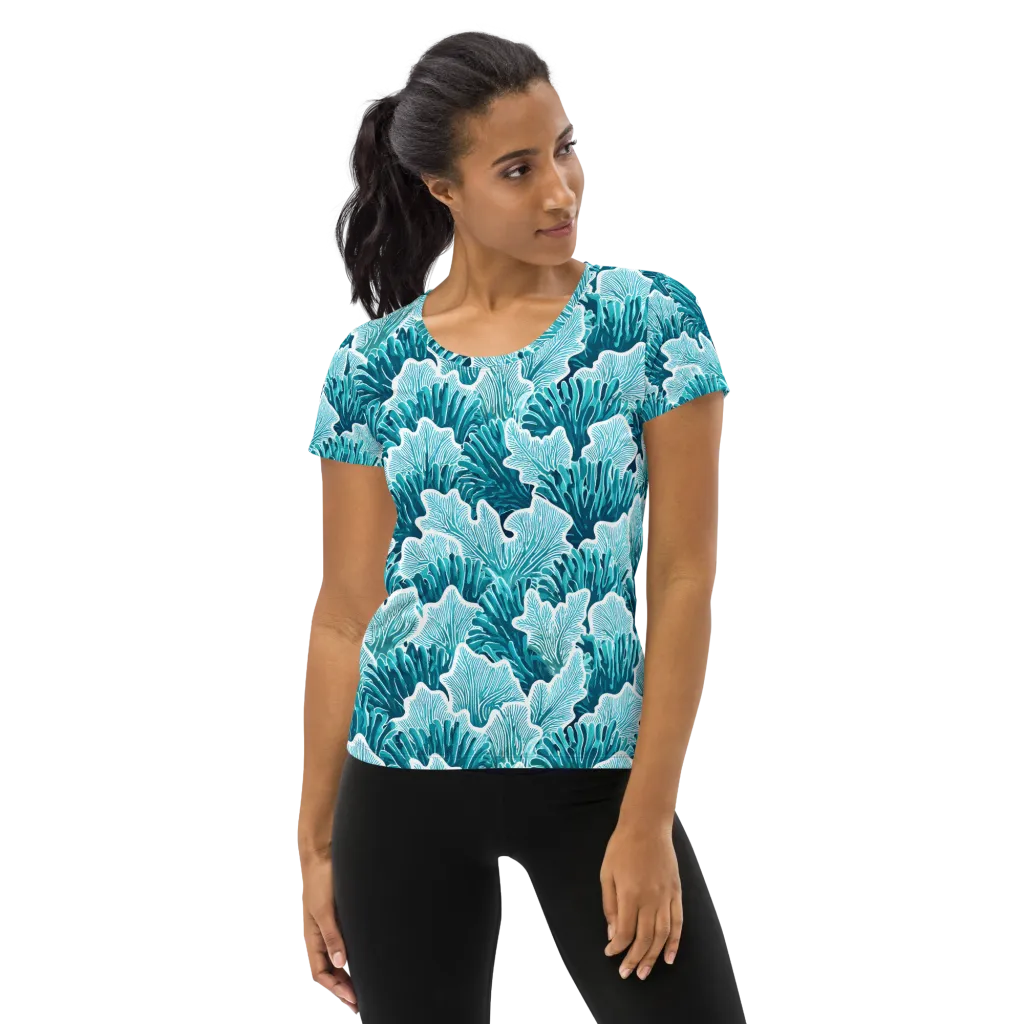Azure Coral on Women's Athletic T-Shirt — Front