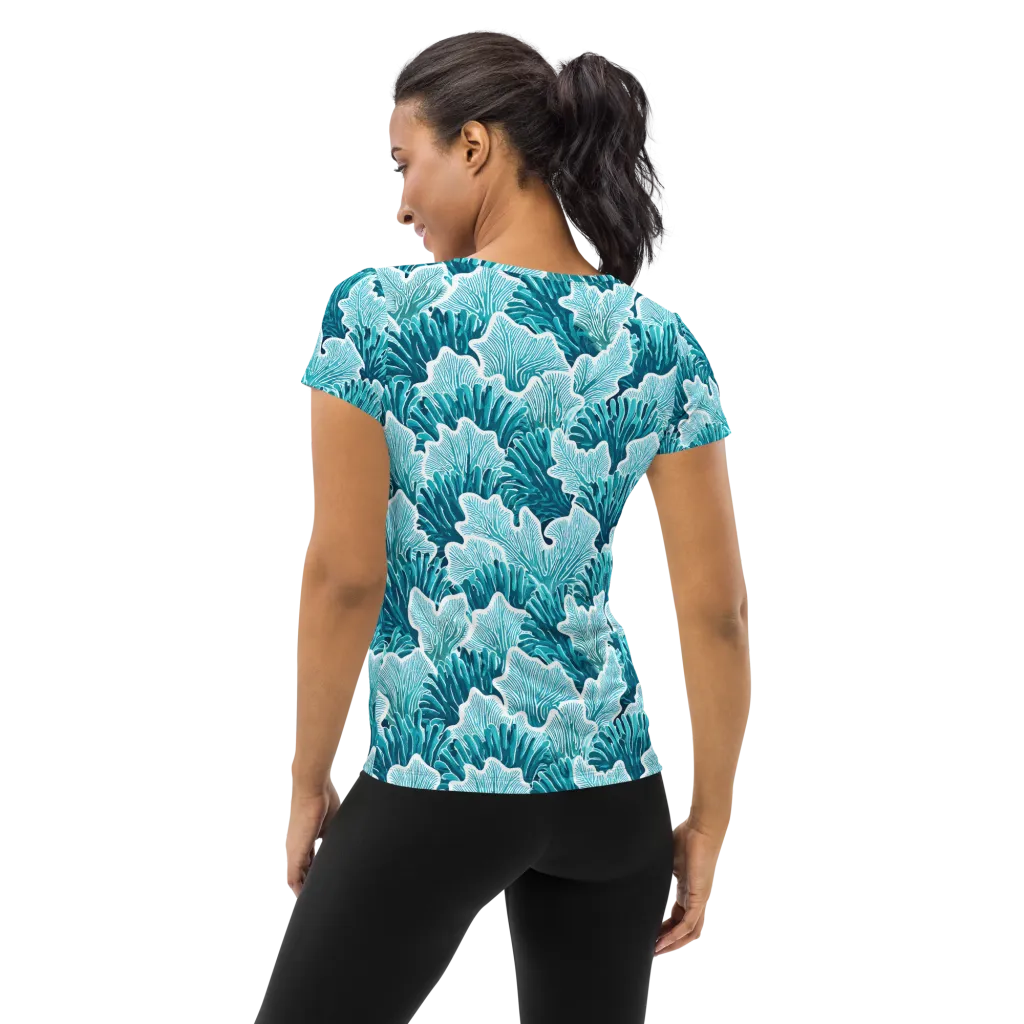 Azure Coral on Women's Athletic T-Shirt — Back