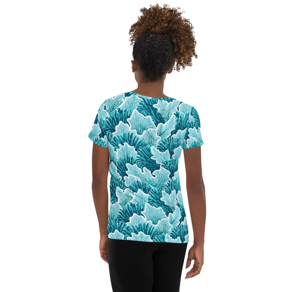 Azure Coral on Women's Athletic T-Shirt — Back